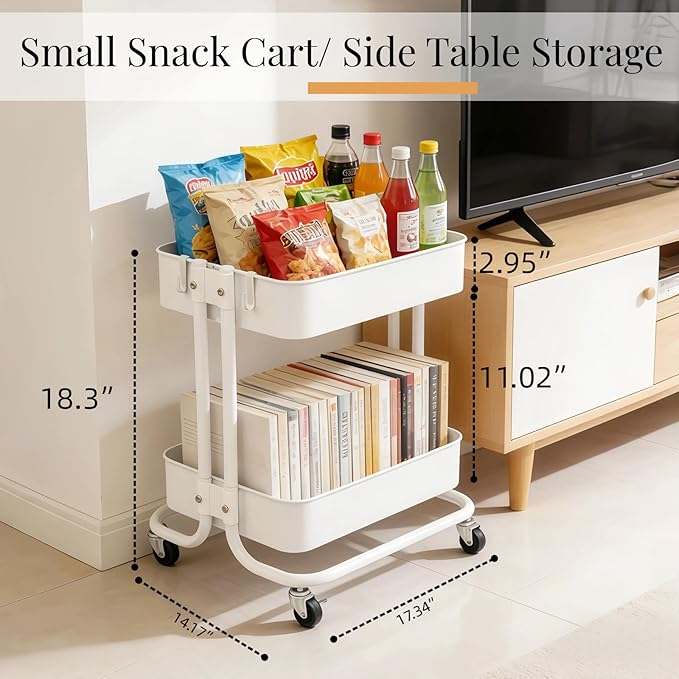 LiWNYRK 2 Tier Under Desk Storage Cart - Image 5
