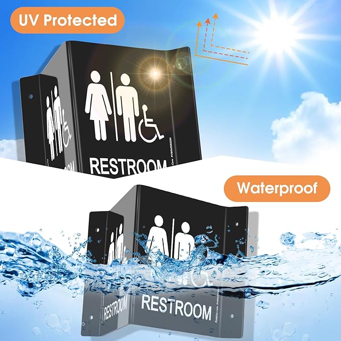 Faittoo Restroom Sign, Bathroom Signs, 6 x 8 Inches Acrylic Sign, - Image 4