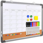 Monthly Calendar Whiteboard Dry Erase Cork Board Combination by ABERLLS