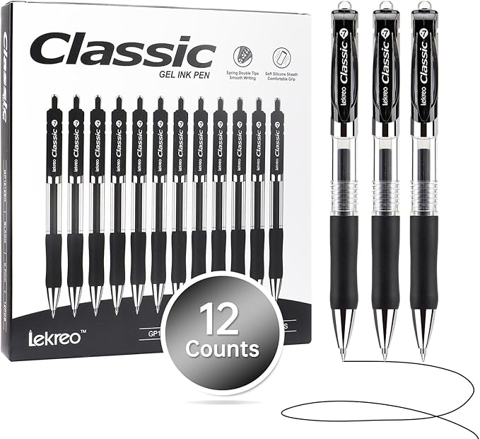 Lekreo Classic Retractable Gel Roller Pens, 0.7mm Fine Point by Unknown