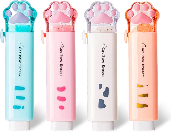 Daphilly Retractable Eraser for Pencils Cute Cat Erasers Pink Kawaii Erasers by Unknown