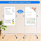 maxtek Rolling White Board, 48 x 24 Height Adjustable Whiteboard on Wheels - Image 3