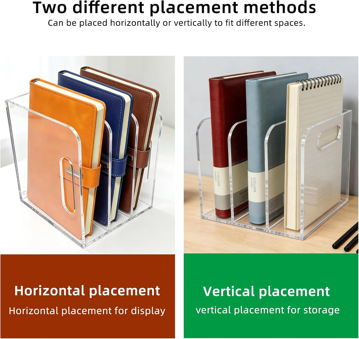 Clear Acrylic Magazine File Holder, 3 Compartment Desk Organizer