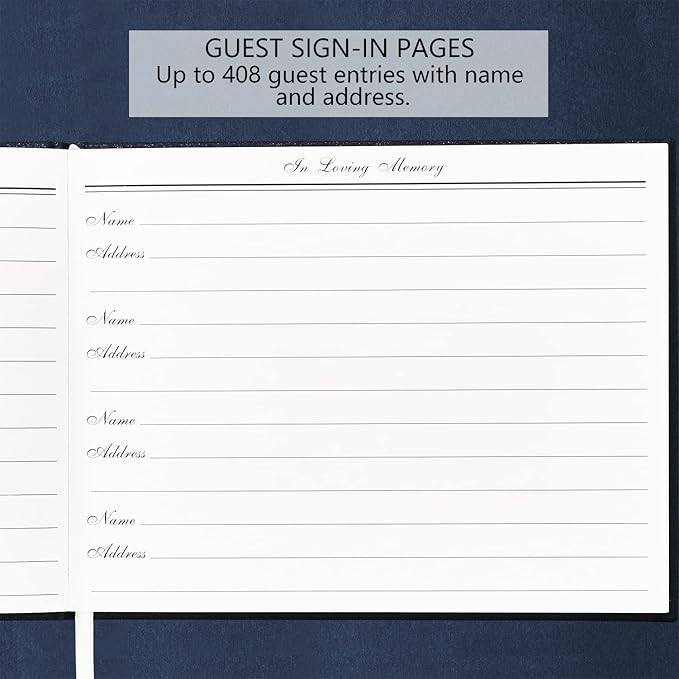 Spacobo Funeral Guest Book for Memorial Service in Loving Memory Guest Book for - Image 4