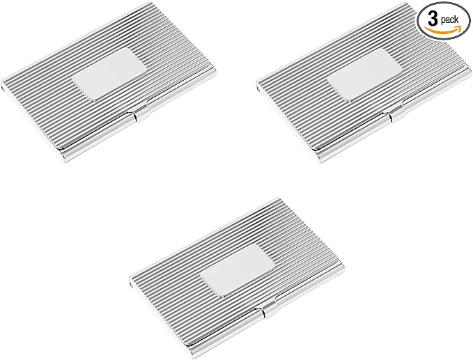 Stephanie Imports Set of 3 Slim & Minimalist Metal Business Card Holder Unisex by Stephanie+Imports