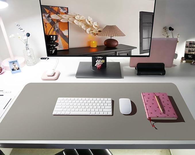 Bloss Grey Desk Mat, Leather Desk Pad, Desk Matt - Image 3