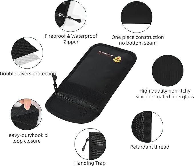 2 Pack Small Fireproof Wallet Pouch, Non-Itchy Waterproof Cash Bag - Image 5