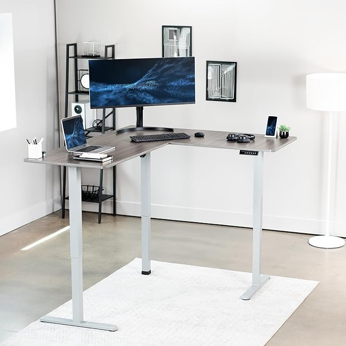 VIVO Electric Corner 63 x 55 inch L-Shaped Standing Desk, Memory Height - Image 2