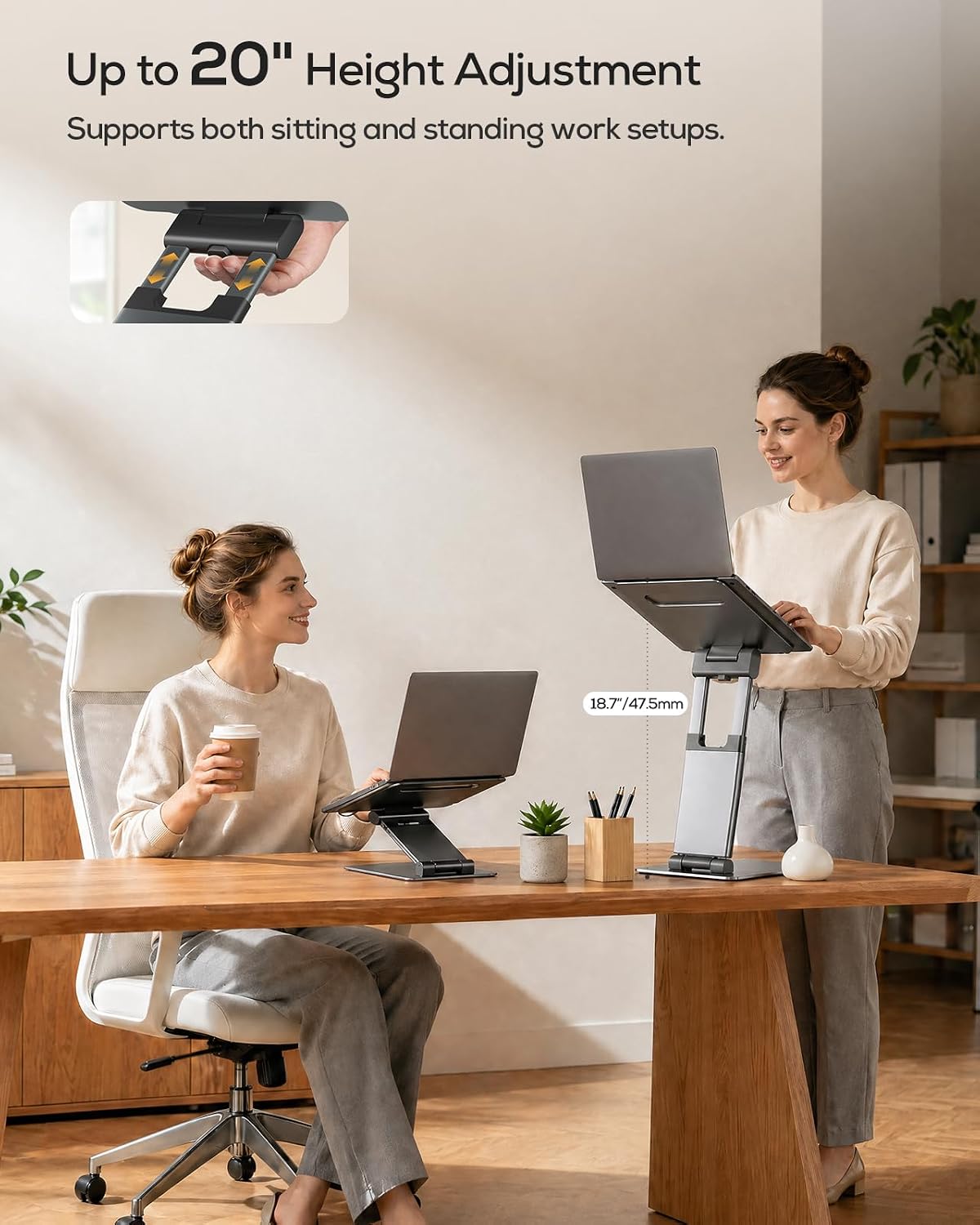 Nulaxy Pull-Out Height Adjustable Laptop Stand for Desk, 22 LB Support
