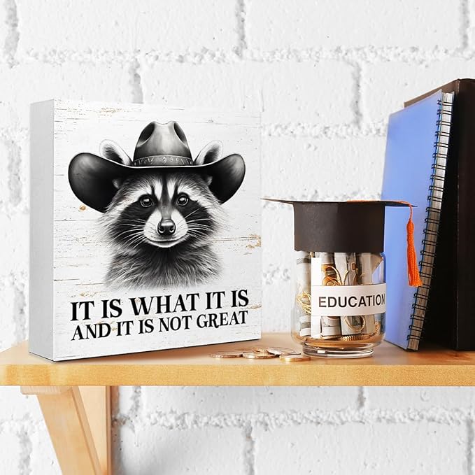 WUZYOU Humor Team Wooden Block Sign, It Is What It Is and It Is Not Great 5x5x1 - Image 4
