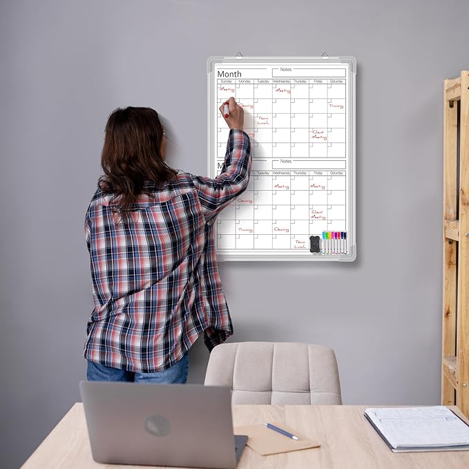 Lincia 24" x 18" Magnetic Vertical 2 Month Dry Erase Calendar - Image 5