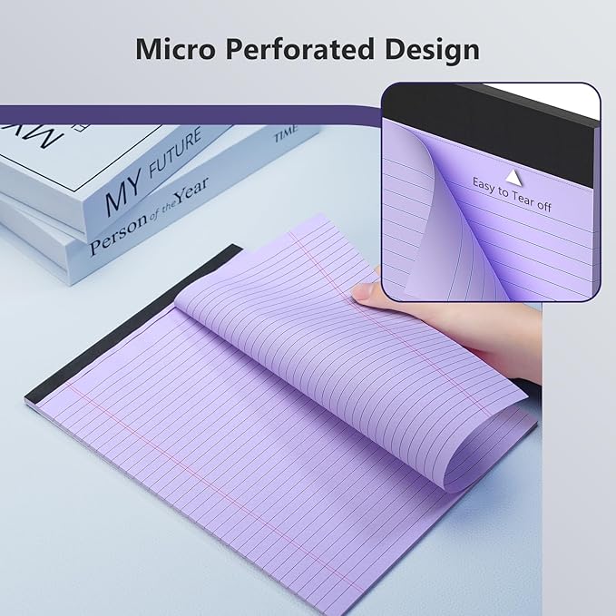 6 Pack Legal Pads 8.5 x 11 College Ruled Colored Note Pads 8.5" x 11" Lined - Image 5