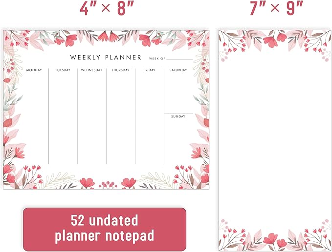 Weekly Planner Notepad Tear Off Set of 2 Weekly Calendar Pad 52 Undated To Do - Image 7