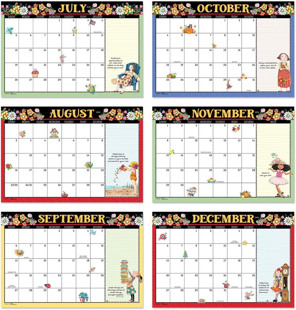Current 2026 Desk Calendar Pad | Mary Englebreit, 11" x 16-1/4", Large 24-Month, Bookstore-Quality, For Kitchen & Office