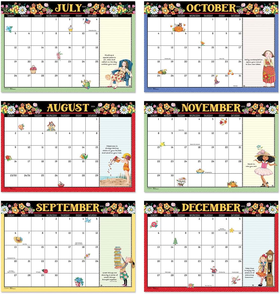 Current 2026 Desk Calendar Pad | Mary Englebreit, 11" x 16-1/4", Large 24-Month, Bookstore-Quality, For Kitchen & Office