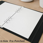 A5 Lined Paper 6-Hole Punched, 250 Sheets (500 Pages), 100 GSM, A5 Binder Refill, 6-Ring Binder Inserts