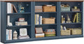RWYHG 43" Blue Tall Bookshelf Set of 3, 3-Tier Thick Wooden Book Shelf by RWYHG