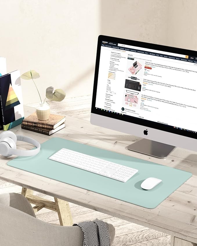 YSAGi Non-Slip Leather Desk Pad, Waterproof Laptop Computer Desk Keyboard Mat - Image 7