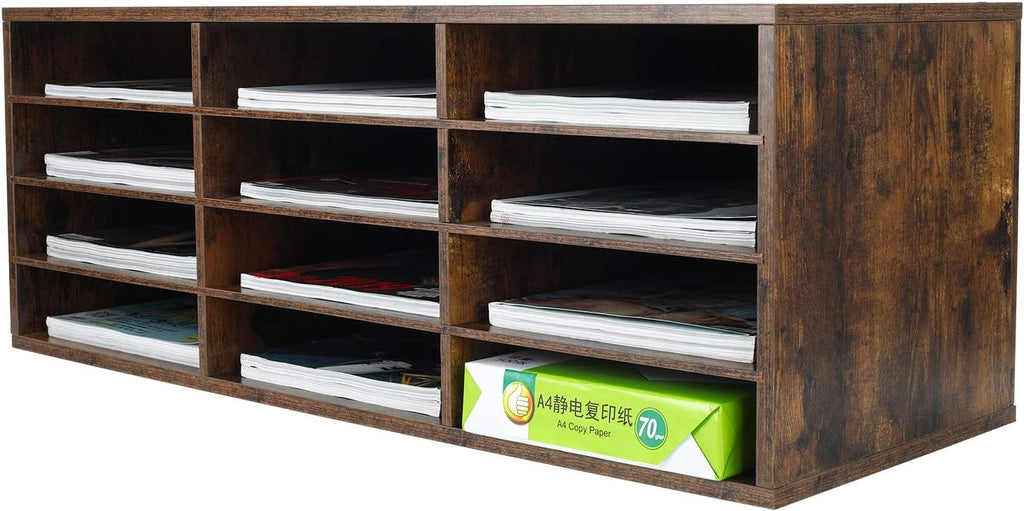 PAG Mail Sorter, Wooden Countertop Literature Organizer, Student & Desktop Bill