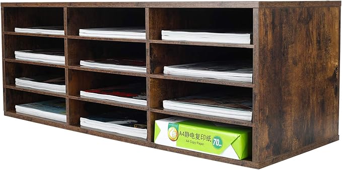 PAG Mail Sorter, Wooden Countertop Literature Organizer, Student & Desktop Bill by PAG
