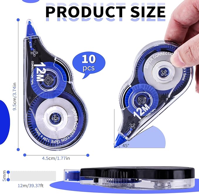 Correction Tape, 10 Pack Correction Tape Easy To Use Applicator - Image 2