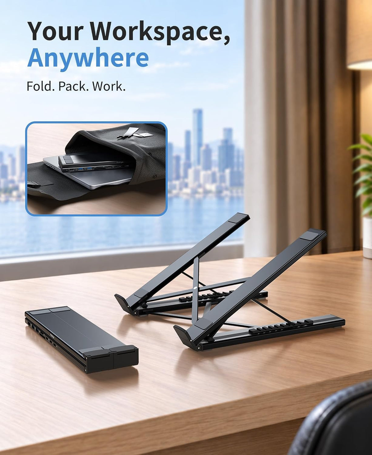 Mukiya Portable Laptop Stand with Docking Station, 8-in-1 USB-C Hub