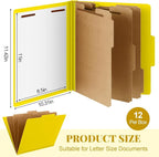 Skyygemm 12 Pcs Classification Folders Letter Size, 3 Divider Pressboard File - Image 2