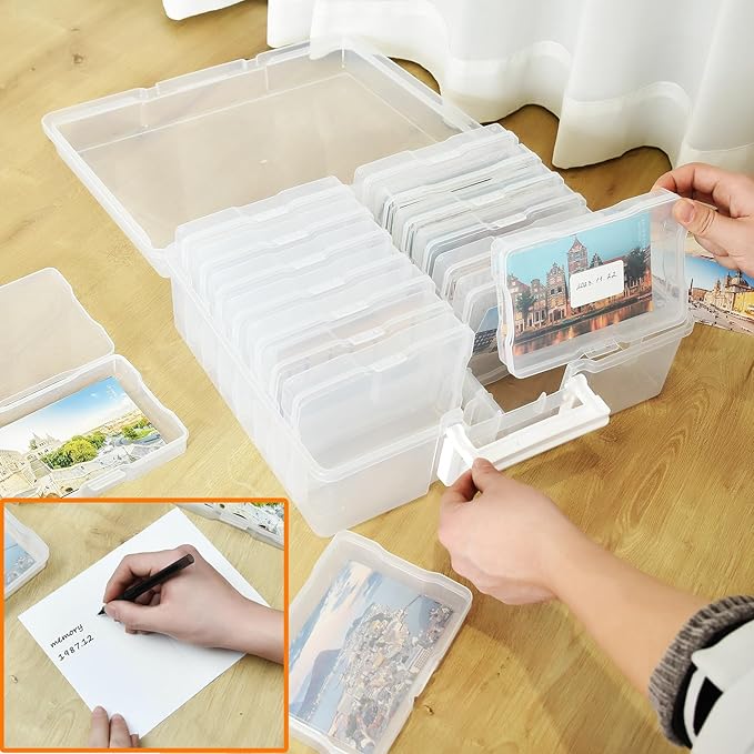 ALINK Photo Storage Box with Handle, Office Supplies - Image 3
