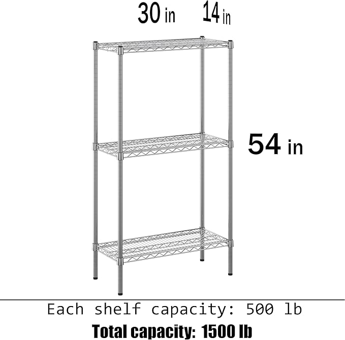 Regal Altair 14" Deep x 30" Wide x 54" Height Wire Shelving Kit | 3-Tier | NSF - Image 3