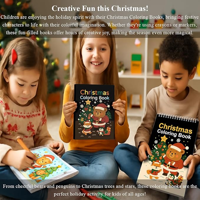 Fuxi Christmas Coloring Books for Kids Ages 8-12, 60 Sheets Blank Sketchbook + - Image 6