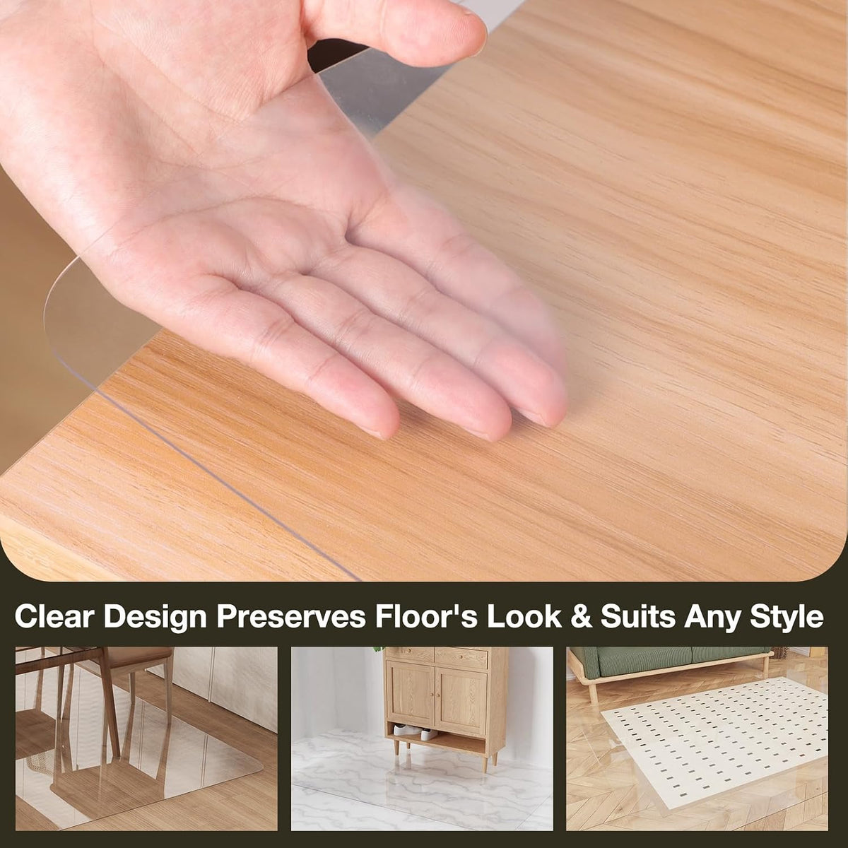 Crystal Clear Floor Mat 3×5ft, Upgraded Easy Flat Waterproof Vinyl Rug Cover,...
