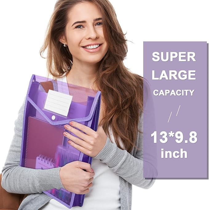 10 Pieces Plastic File Folders Envelope Expanding File Wallet Organizer - Image 6