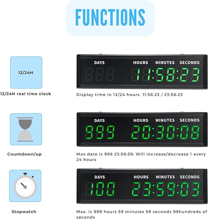 Large Display Digital Countdown Clock, LED Large Display Count Up/Count Down - Image 2