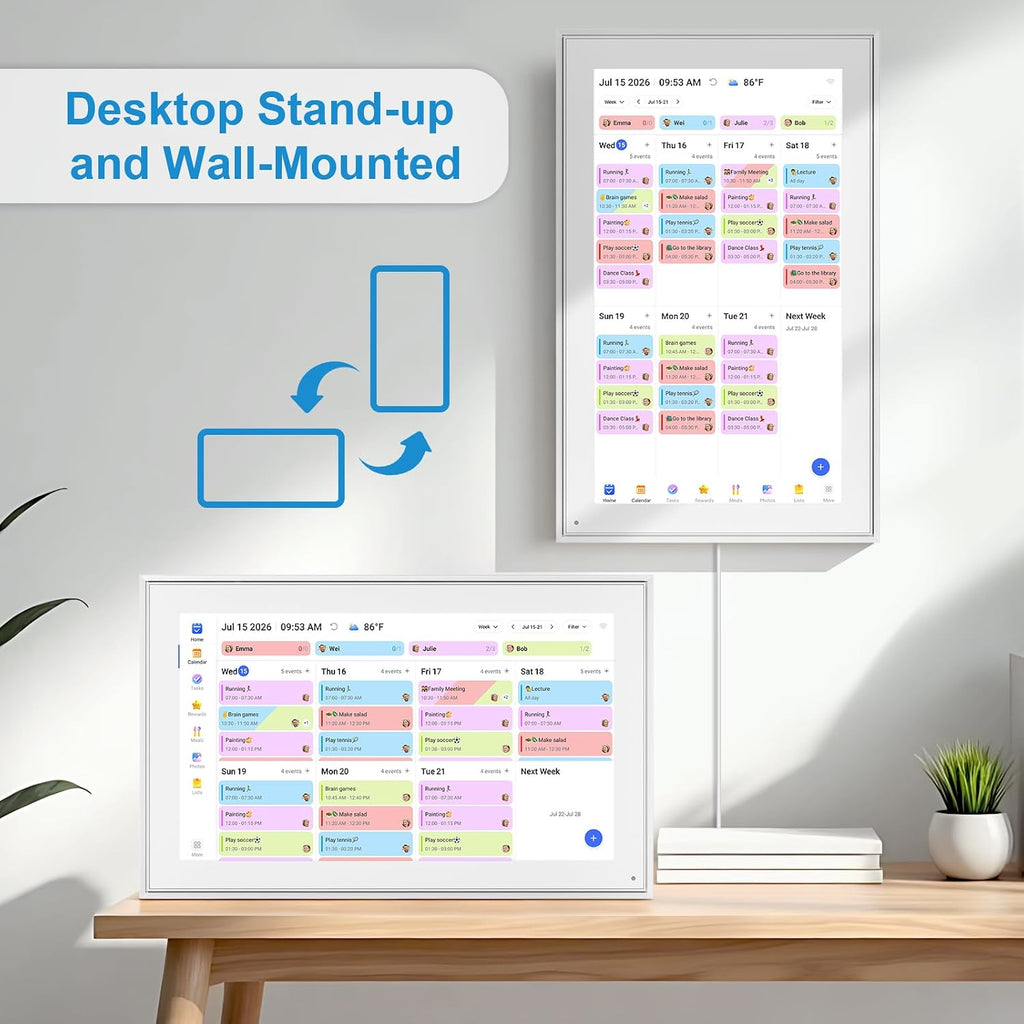 15.6 Inch Digital Calendar Wall Touch Screen Chore Chart, 32GB Electronic Calendar + Smart Family Planner, Wall and Desk Mountable, Gifts for Women Men, Gifts for Mom Dad