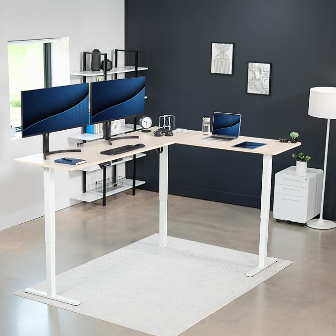 VIVO Electric Corner 84 x 63 inch L-Shaped Standing Desk, Memory Height - Image 2