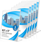 Eocnrhe Acrylic Sign Holder 8.5 x 11 6 Pack, Double-Sided Clear Sign Holder by Unknown