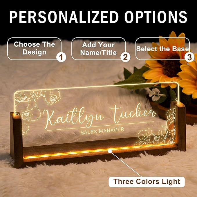 Desk Name Plate Personalized, Custom Office Light Up Name Plate - Image 6