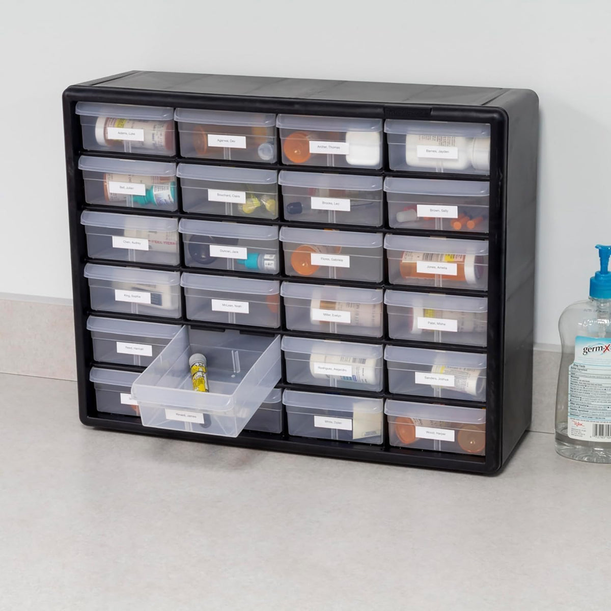 Akro-Mils 24-Drawer Plastic Storage Cabinet, 20" W x 6" D x 16&quot...