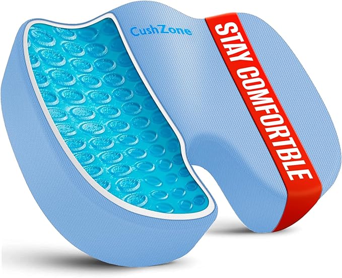 Office Chair Seat Cushion, Cooling Gel Enhanced Memory Foam Cushion by CushZone