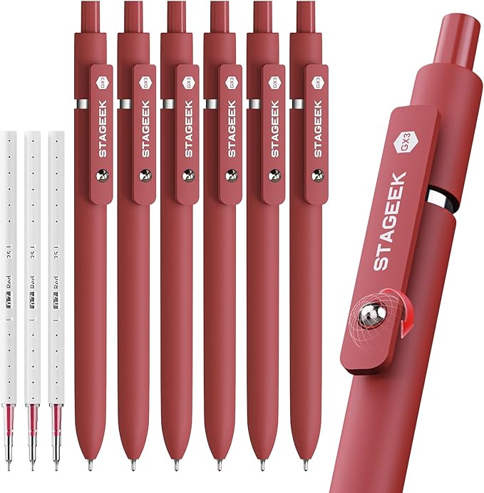 STAGEEK Red Gel Pens, Fine Point Retractable Smooth Writing Pens by STAGEEK