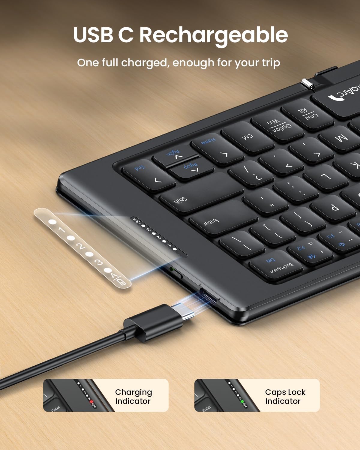 ProtoArc XK04 Foldable Compact Keyboard for Phone and Tablet, Black