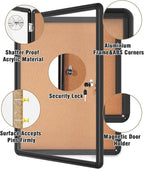 Mifuro 26"x20" Enclosed Bulletin Board, Lockable Weather-Resistant Aluminum - Image 3