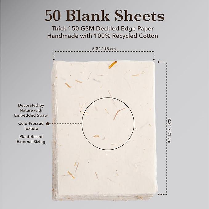 Wanderings Cream A5 Handmade Deckled Edge Cotton Paper - Image 4