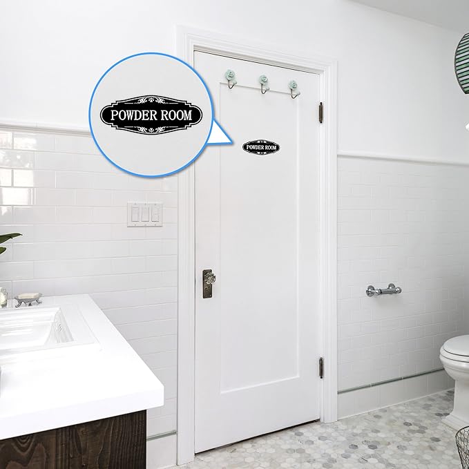 Powder Room Sign Sticker for Business and Home，Self-adhesive Cute Powder Room - Image 7