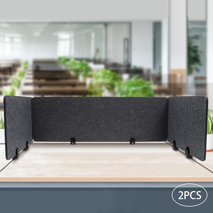 Clamp-On Acoustic Desk Divider, Desktop Privacy Panel, Sound Absorbing - Image 3