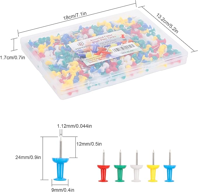 PAPERPAL 280 Assorted Color Push Pins - Image 2