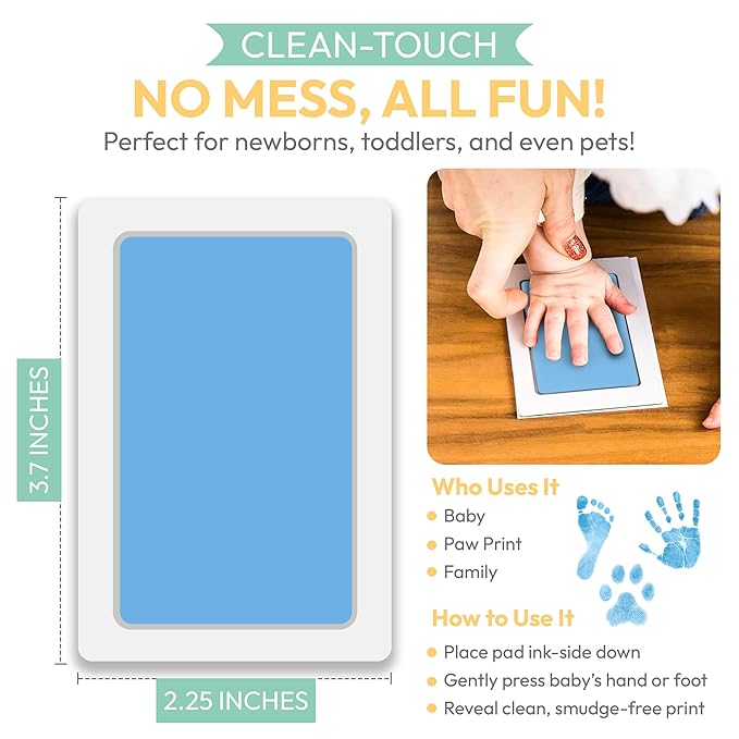 Clean Touch Ink Pad for Baby Handprints and Footprints – Inkless Infant Hand & - Image 2