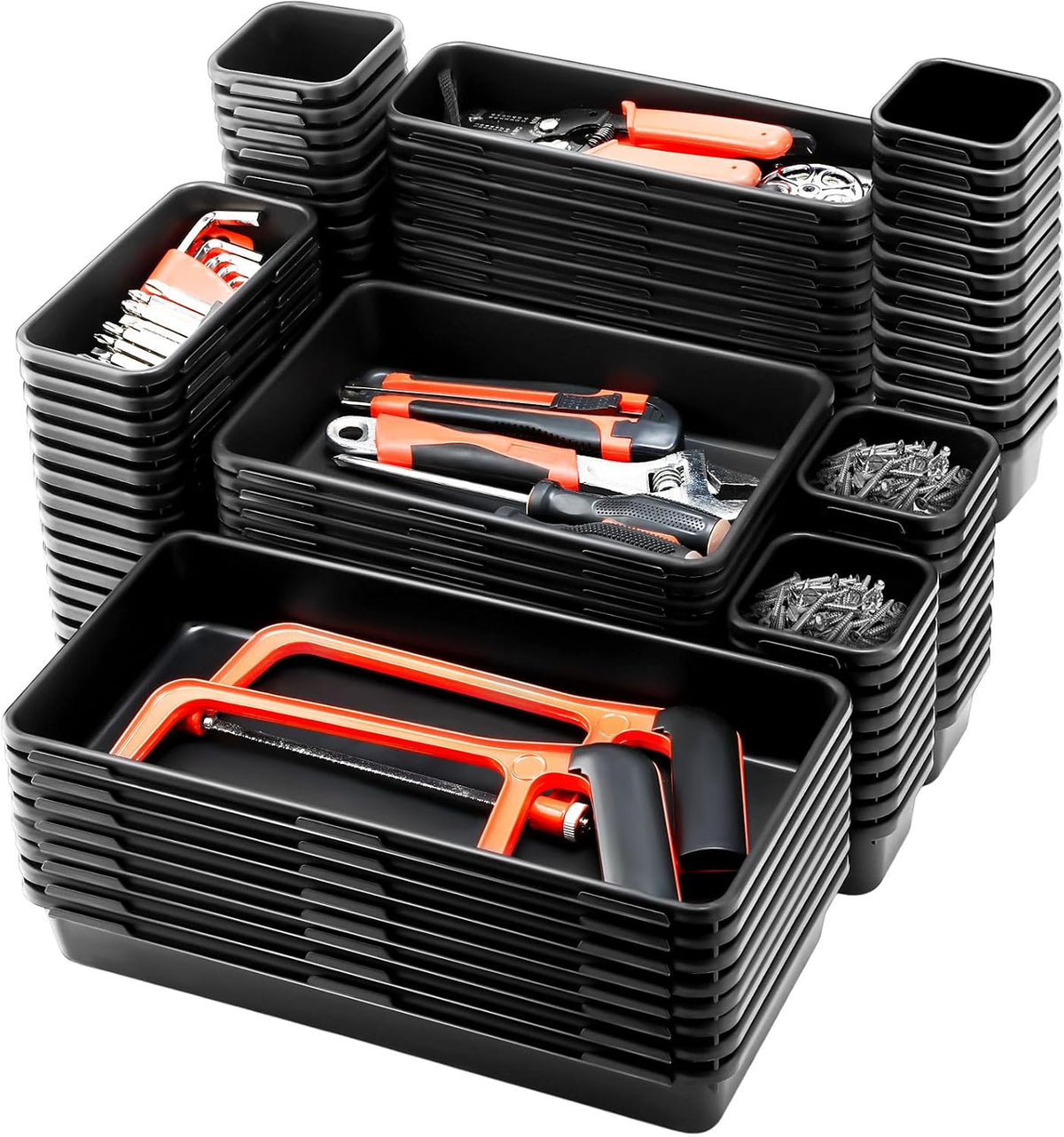 Funnymoom 100 Pack Tool Box Organizer Storage Drawer Divider Trays 5 Sizes