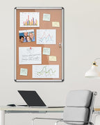 Mifuro 36"x24" Enclosed Bulletin Board, Lockable Weather-Resistant Aluminum - Image 2