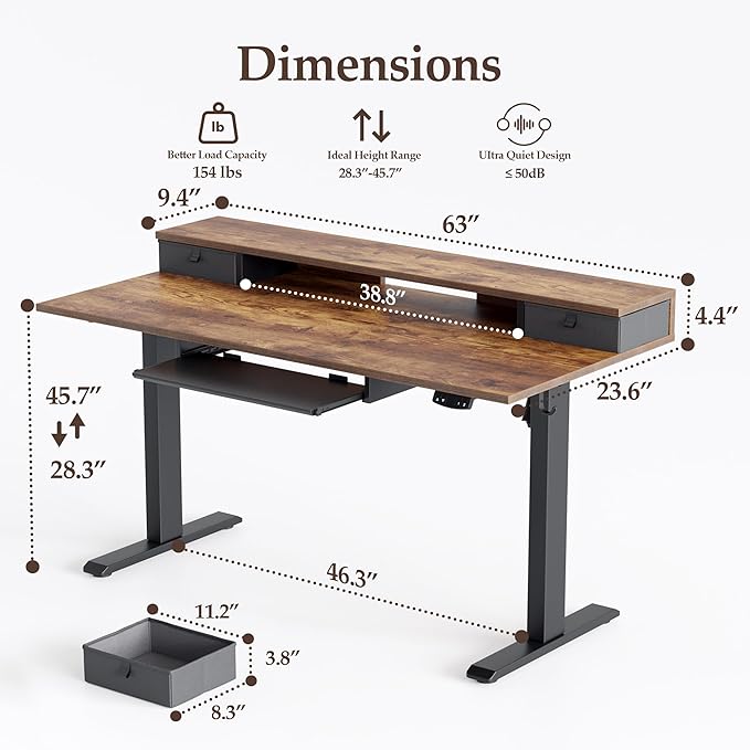 Klicelor 63 Inch Electric Standing Desk - Image 3
